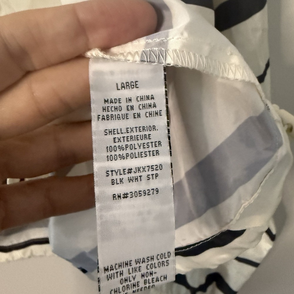 Thread & Supply Hooded Pullover Windbreaker Black Ivory Stripe Sz L NWT MSRP $66 - Picture 8 of 11